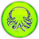 Axiom Proton Soft Proxy putt & approach disc, 2026 OTB Open "Glass Octopus" stamp, green disc with pink rim