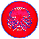 Axiom Proton Soft Proxy putt & approach disc, 2026 OTB Open "Glass Octopus" stamp, red disc with light blurple and blue rim