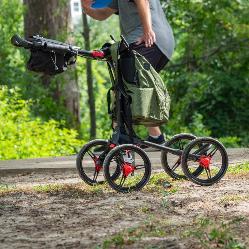 Bag Boy Disc Golf Quad XL Push Cart - Black/Red