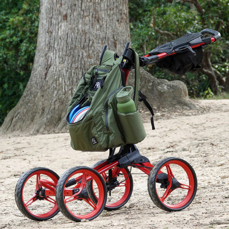 Bag Boy Disc Golf Quad XL Push Cart - Red/Black