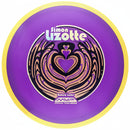 Purple disc with yellow rim and heart design, featuring 'Simon Lizotte' branding.