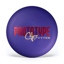Climo Baseline Champ putt & approach disc, Climo Prototype Putter stamp, purple disc