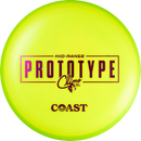 Climo Signature Line Coast driver disc, Climo Prototype Midrange stamp, yellow disc