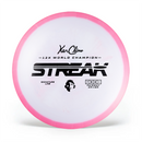 Climo Signature Line Streak fairway driver disc, white and pink disc