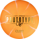 Climo Swirled Trophy LIne Cliff putt & approach disc, Climo Prototype Putter stamp, orange and white disc