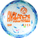 DGA Granite Avalanche driver disc, Andrew Marwede 2025 Tour Series stamp, blue and multi color disc