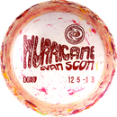 DGA Granite Hurricane driver disc, Evan Scott 2025 Tour Series stamp, light orange and multi color disc
