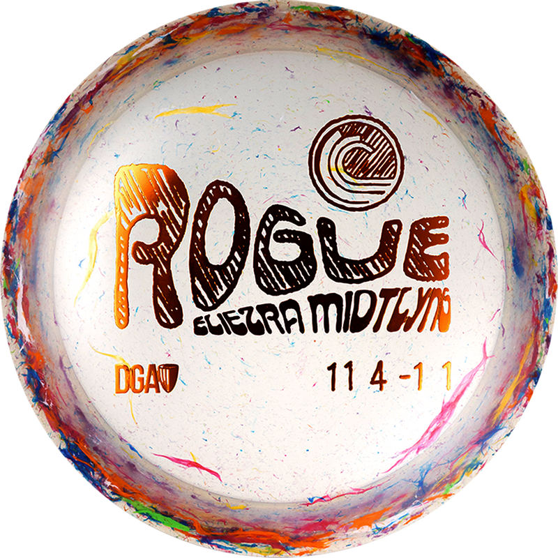 DGA Granite Rogue driver disc, Eliezra Midtlyng 2025 Tour Series stamp, gray and multi color disc