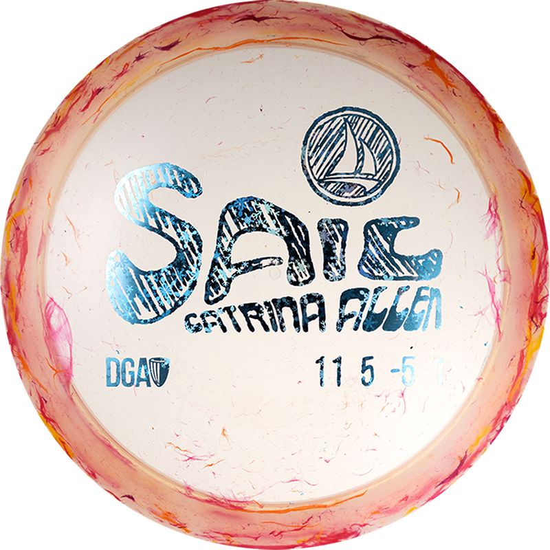 DGA Granite Sail driver disc, Catrina Allen 2025 Tour Series stamp, light pink and multi color disc