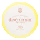Discmania Color Glow Horizon C-Line DD2 driver disc, Discmania Originals Stamp stamp, white disc with yellow rim