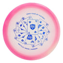 Discmania Color Glow Horizon C-Line PD driver disc, 2024 Year Of Victory stamp, white disc with pink rim