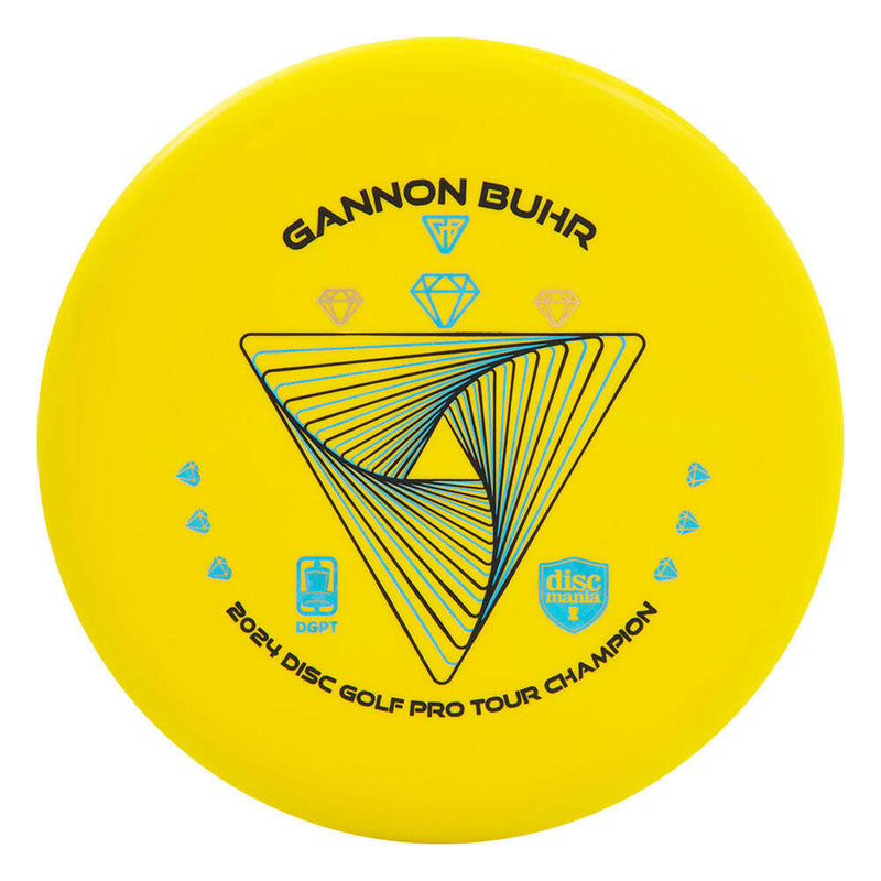 Discmania D-Line Flex 3 Gannon Buhr P2X putt & approach disc, Gannon Buhr 2024 DGPT Champion stamp, yellow disc