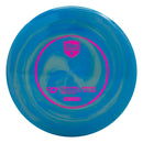 Discmania Golden Swirl S-Line CD1 driver disc, 10 Year Anniversary Heirloom Stamp stamp, blue and gold disc