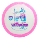 Discmania Horizon S-Line Kyle Klein Vanguard driver disc, Kyle Klein Creator Series stamp, white disc with pink rim