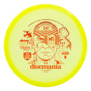 Discmania Neo Lumen Origin midrange disc, HSCo Time Stamp stamp, yellow disc