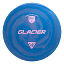 Discmania Swirl S-Line Gannon Buhr Glacier midrange disc, Gannon Buhr Creator Series stamp, blue and pink disc