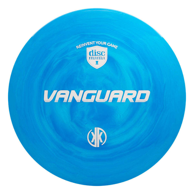 Discmania Swirl S-Line Kyle Klein Vanguard driver disc, Kyle Klein Creator Series stamp, blue disc