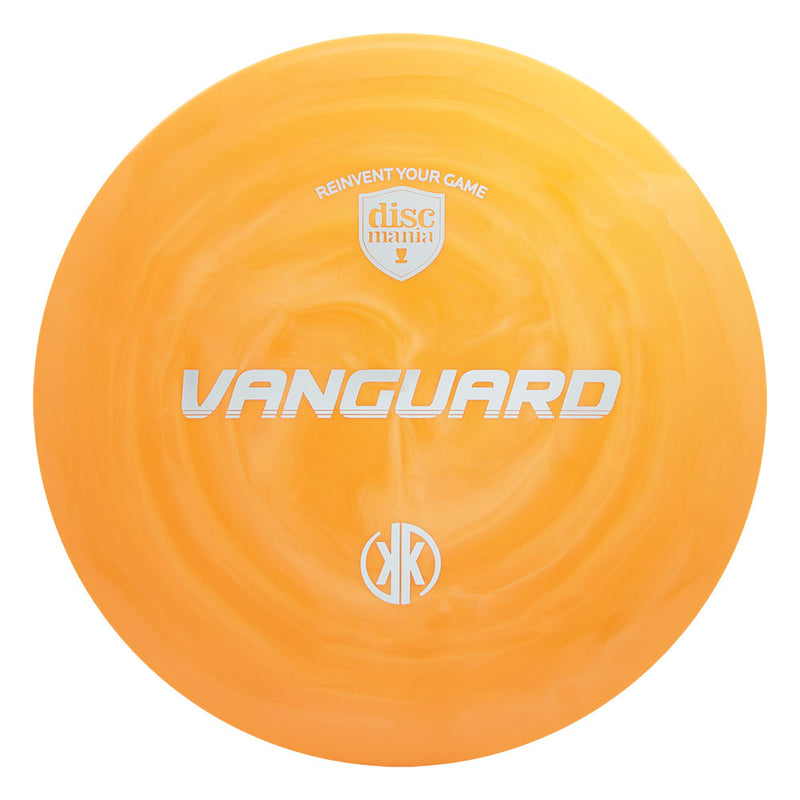 Discmania Swirl S-Line Kyle Klein Vanguard driver disc, Kyle Klein Creator Series stamp, orange disc