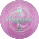 Discmania Swirl S-Line TD driver disc, Discmania Originals Stamp stamp, dark pink disc