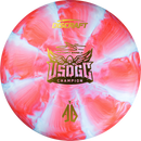 Discraft CT Swirl Focus putt & approach disc, Anthony Barela 2025 USDGC Champion Focus stamp, red and light blue disc