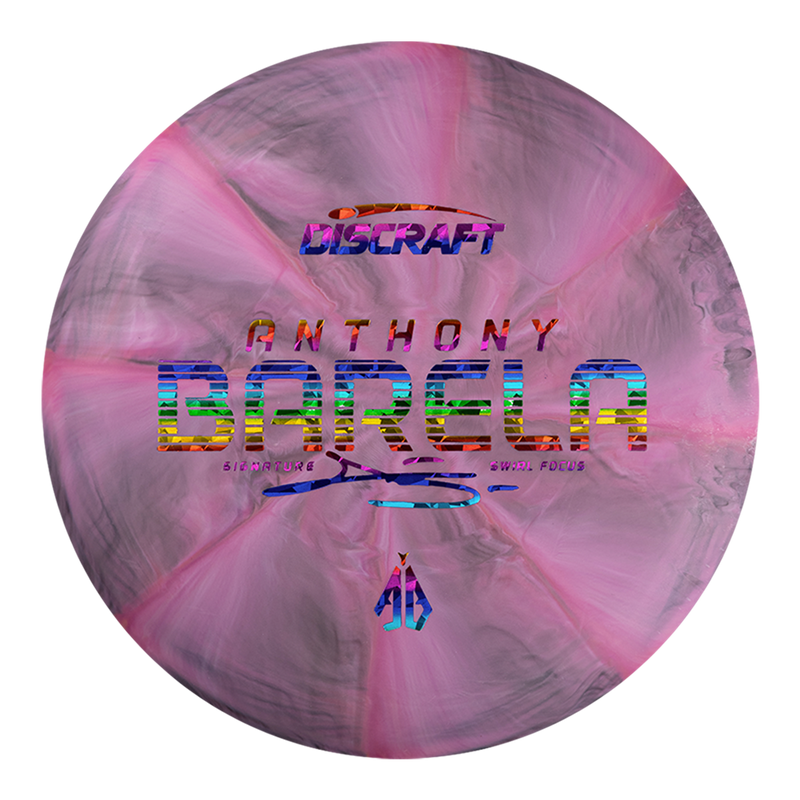 Discraft CT Swirl Focus putt & approach disc, Anthony Barela Signature Series stamp, dark purple and pink disc