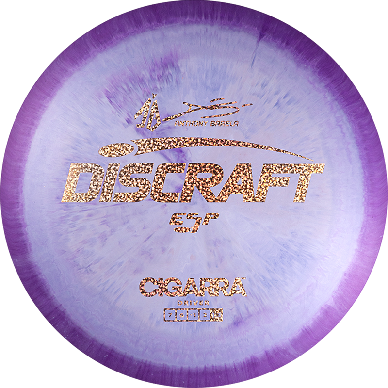 Discraft ESP Anthony Barela Cigarra fairway driver disc, Anthony Barela Signature Series stamp, light purple and purple disc