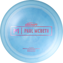 Discraft ESP Paul McBeth Ares driver disc, Paul McBeth Prototype Bar Stamp stamp, light blue and turquoise disc