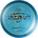 Discraft ESP Raptor driver disc, Ricky Wysocki 2x Signature Series stamp, blue and dark blue disc
