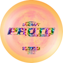 Discraft ESP Ricky Wysocki Hallux driver disc, Ricky Wysocki Proto Bar Stamp stamp, light pink and orange disc