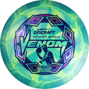 Discraft ESP Swirl Venom driver disc, Anthony Barela 2025 USDGC Champion stamp, teal and green yellow disc