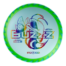 Discraft FuZed Buzzz midrange disc, Buzzz Saw stamp, light blue disc with green and blue rim