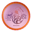 Discraft FuZed Buzzz midrange disc, Buzzz Saw stamp, light blurple disc with orange and pink rim