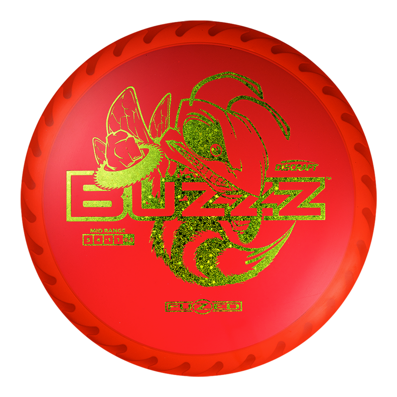 Discraft FuZed Buzzz midrange disc, Buzzz Saw stamp, red disc with orange and red rim