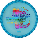 Discraft FuZed Buzzz midrange disc, ThroFlo “Gator Buzzz” stamp, blue disc with white rim