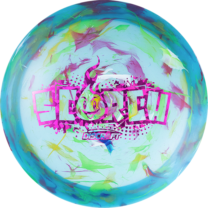 Discraft Jawbreaker Light Scorch driver disc, light blue and multi color disc
