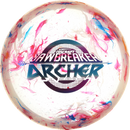 Discraft Jawbreaker Z FLX Archer midrange disc, 2025 Ledgestone Edition Season 1 stamp, red and blue disc
