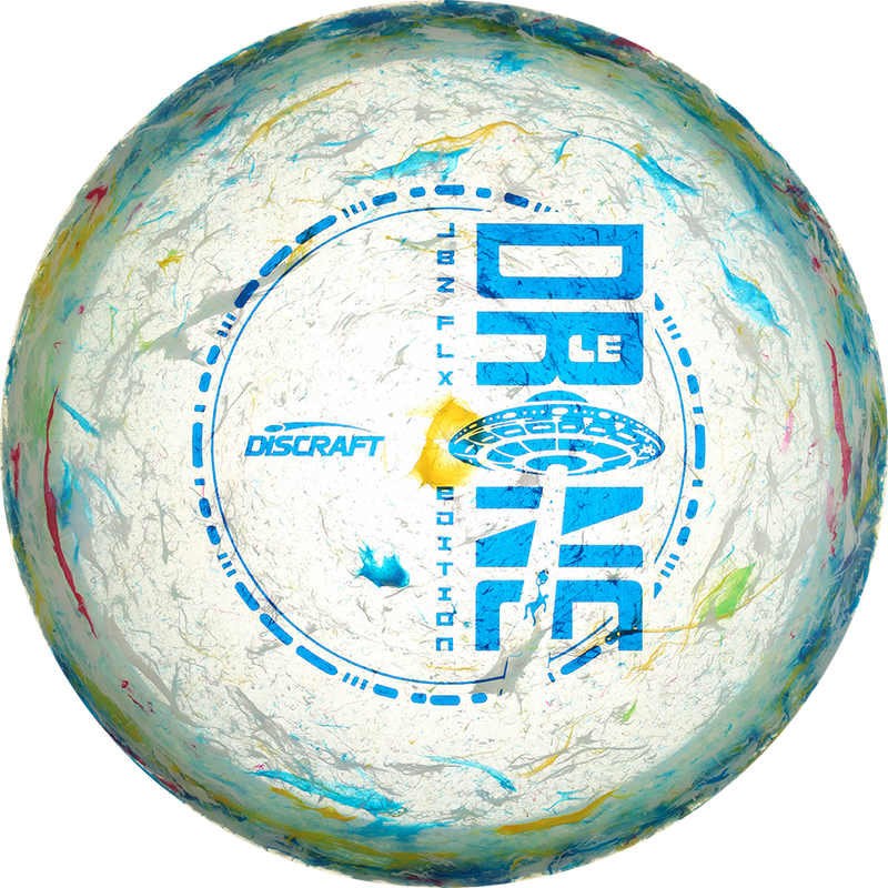 Discraft Jawbreaker Z FLX Drone midrange disc, 2025 Ledgestone Edition Season 2 stamp, light green and multi color disc
