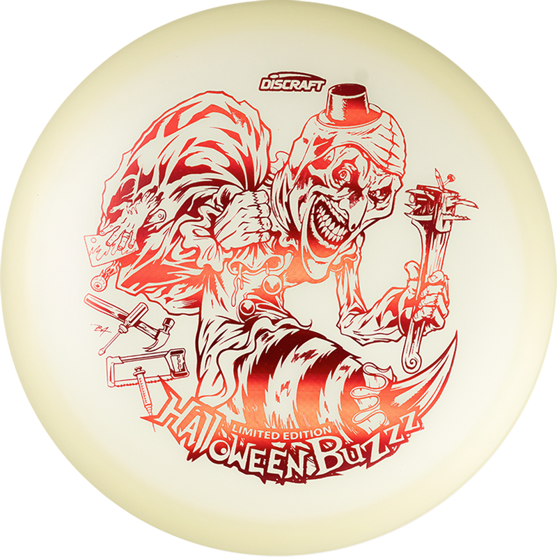 Discraft Mega-Glo Buzzz midrange disc, Single Foil 2025 Halloween Buzzz stamp, glow disc