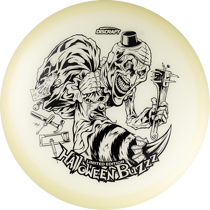Discraft Mega-Glo Buzzz midrange disc, Single Foil 2025 Halloween Buzzz stamp, glow disc