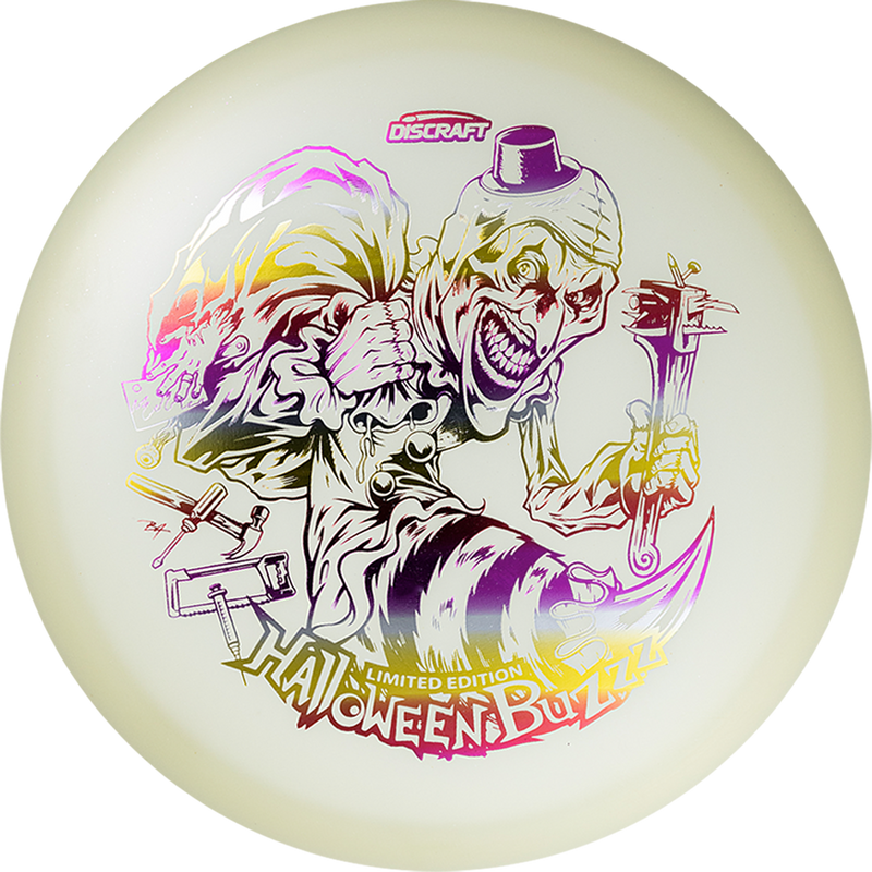 Discraft Mega-Glo Buzzz midrange disc, Single Foil 2025 Halloween Buzzz stamp, glow disc