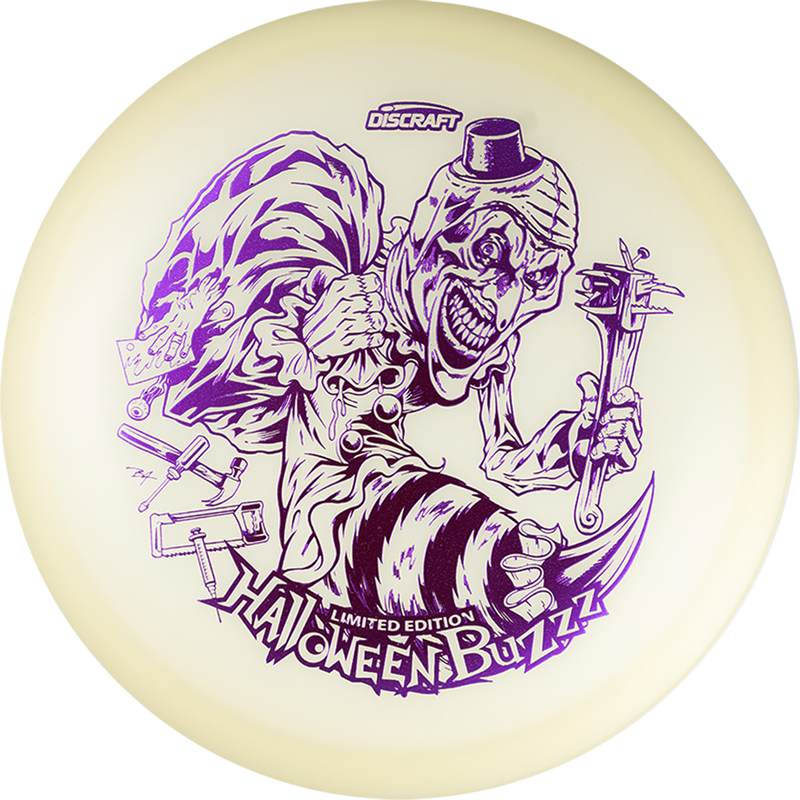 Discraft Mega-Glo Buzzz midrange disc, Single Foil 2025 Halloween Buzzz stamp, glow disc