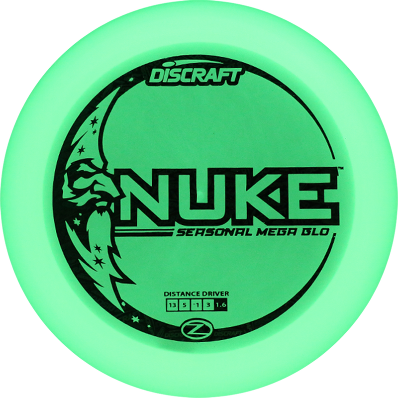Discraft Mega Glo Z Nuke driver disc, green disc