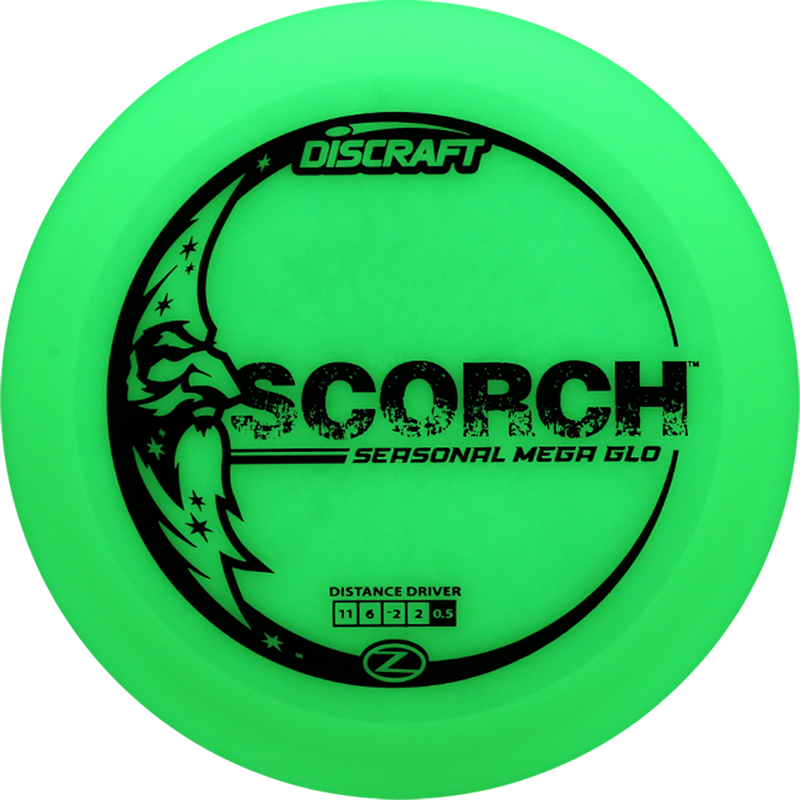 Discraft Mega Glo Z Scorch driver disc, green disc