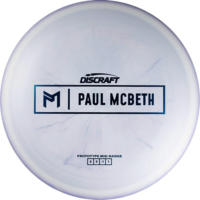 Discraft Special Blend Paul McBeth Malita midrange disc, Paul McBeth Prototype Bar Stamp stamp, gray disc