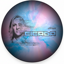 Discraft Ti Big Z Blend Cicada fairway driver disc, Missy Gannon 2026 Tour Series stamp, pink and light blue disc