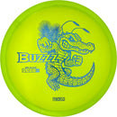 Discraft Z Buzzz midrange disc, ThroFlo “Gator Buzzz” stamp, green disc