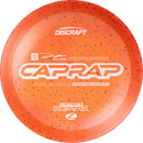 Discraft Z Confetti Captain's Raptor driver disc, Paul Ulibarri 2026 Signature Series stamp, orange-red and multi color disc