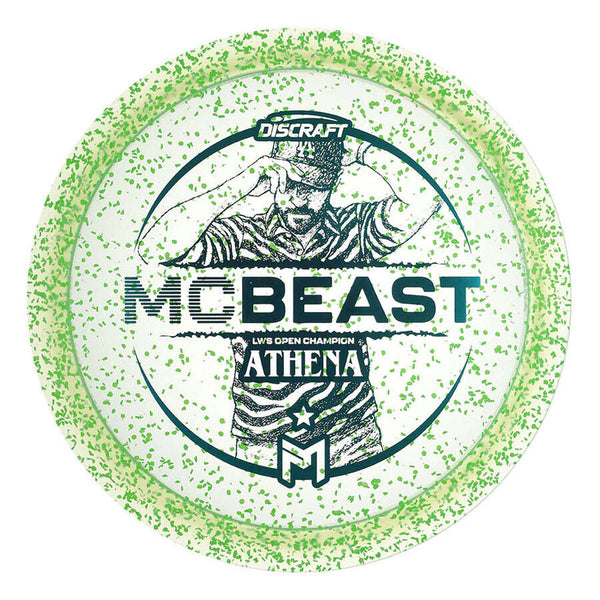 Discraft Z Confetti Paul McBeth Athena fairway driver disc, McBeast 2025 LWS Open Champion stamp, green disc