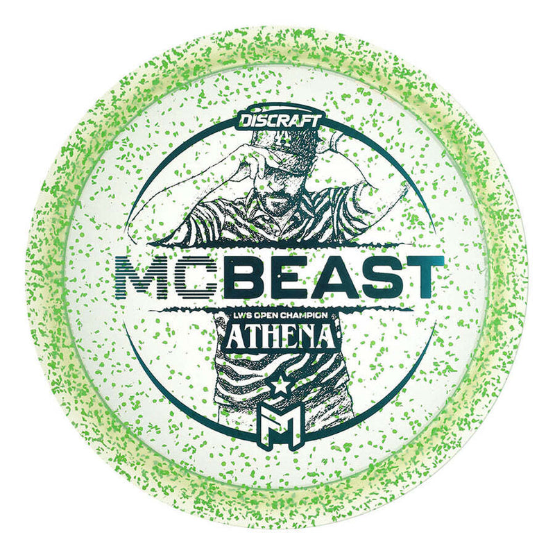 Discraft Z Confetti Paul McBeth Athena fairway driver disc, McBeast 2025 LWS Open Champion stamp, green disc