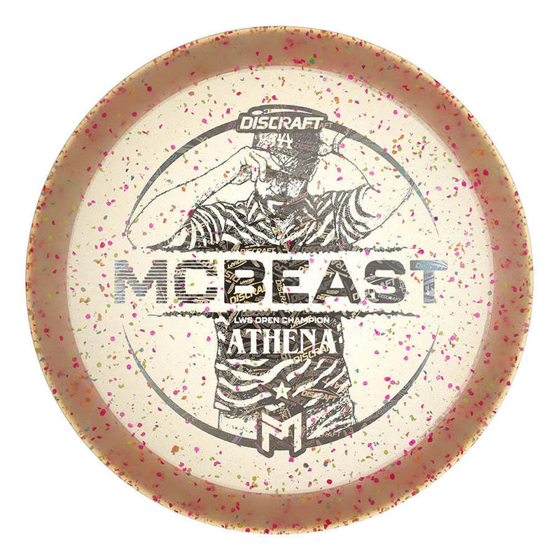 Discraft Z Confetti Paul McBeth Athena fairway driver disc, McBeast 2025 LWS Open Champion stamp, light red disc